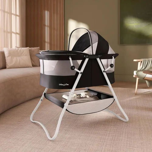Miniatura 3 de Dream On Me Karley - Moisés portátil para bebé en color negro, ligero y portátil, fácil de plegar y transportar, con dosel doble ajustable
