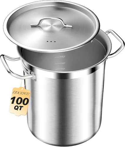 Miniatura 13 de STOCKPOT Olla de sopa de 20 cuartos de galón con tapa, olla de acero inoxidable, olla de cocina resistente para sopa, pasta, guiso, apta