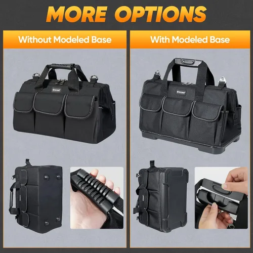 Miniatura 5 de TICONN Bolsa de herramientas resistente con múltiples bolsillos, organizador de caja de herramientas portátil, bolsa de almacenamiento, con correa