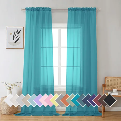 Miniatura 224 de Aiyufeng 2 paneles de cenefa transparente negra de 14 pulgadas de largo, cortinas cortas negras transparentes para dormitorio, cortinas de cocina