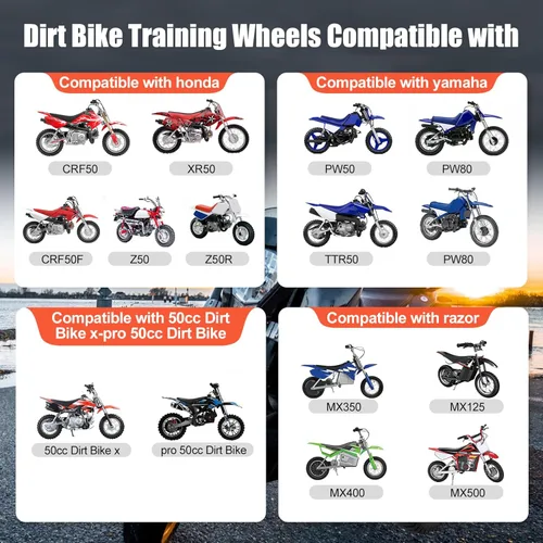 Miniatura 2 de Ruedas de entrenamiento para motocross de 50 cc compatibles con maquinilla de afeitar MX500 MX125 MX400 Honda CRF50 XR50 Z50 Yamaha PW50 TTR50 ktm