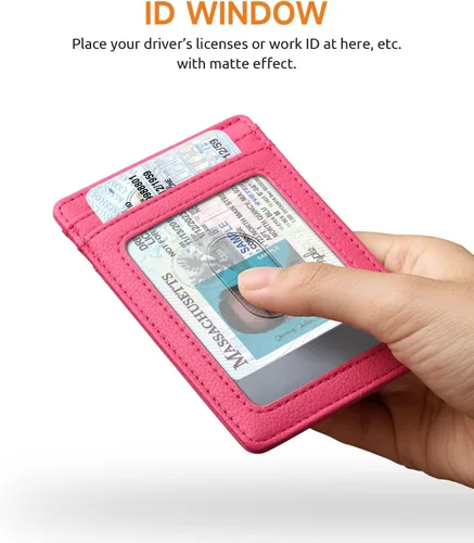 Miniatura 76 de Buffway Billetera delgada para hombre, minimalista con bolsillo frontal delgado, tarjetero de cuero con bloqueo RFID para viajes de trabajo