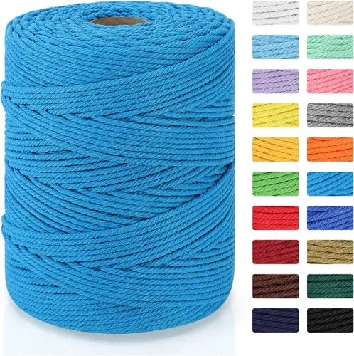 Miniatura 24 de Cordón de macramé de 0.157 in x 328 yardas Cuerda de macramé 100% algodón natural Cuerda de algodón trenzado de 4 hebras para manualidades, Caqui