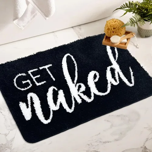 Miniatura 15 de Get Naked - Alfombra de baño larga, alfombra de baño súper suave y divertida, antideslizante, alfombra blanca y negra, alfombra absorbente de agua