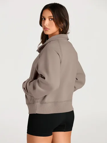 Miniatura 5 de AUTOMET Sudaderas con media cremallera para mujer, sudadera corta de vellón con cremallera de un cuarto, sudaderas con capucha para el otoño, a
