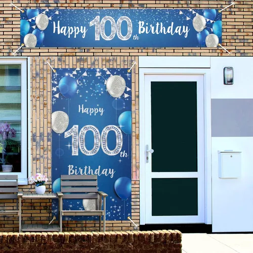 Miniatura 5 de Juego de carteles de feliz cumpleaños número 100 para puerta, porche, decoración de cumpleaños de 100 años, suministros de fiesta para hombres