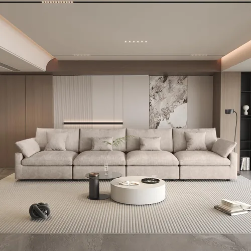 Miniatura 26 de WJShome Sofá Seccional Cloud Couch de 83 pulgadas para sala de estar, sofá seccional modular relleno de plumón, sofás en forma de L con otomana