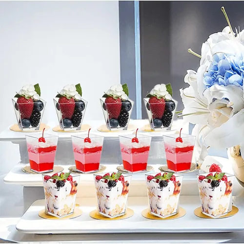 Miniatura 3 de Tazas de postre transparentes cuadradas de 5 onzas (50 tazas de postre + 50 cucharas)