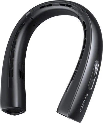Gaiatop Ventilador de cuello portátil, flujo de aire turbo de refrigeración envolvente de 360°, 0 a 100 velocidades, hasta 12.5 horas de duración,
