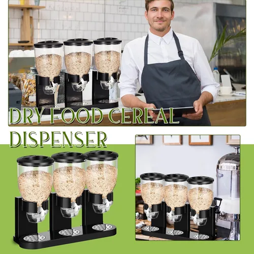 Miniatura 5 de Umigy Paquete de 2 Dispensadores Triples Indispensables de Alimentos Secos, Capacidad de 67 oz Cada Uno, Contenedor de Cereales para Almacenamiento