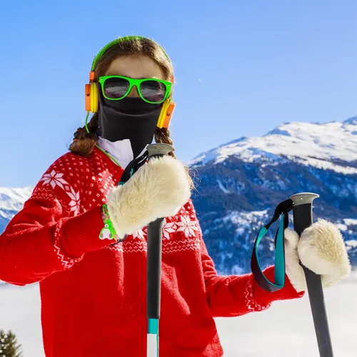 Miniatura 6 de Pasamontañas para niños a prueba de viento, máscara de esquí, capucha, máscara facial, calentador de cuello para clima frío, gorro de invierno