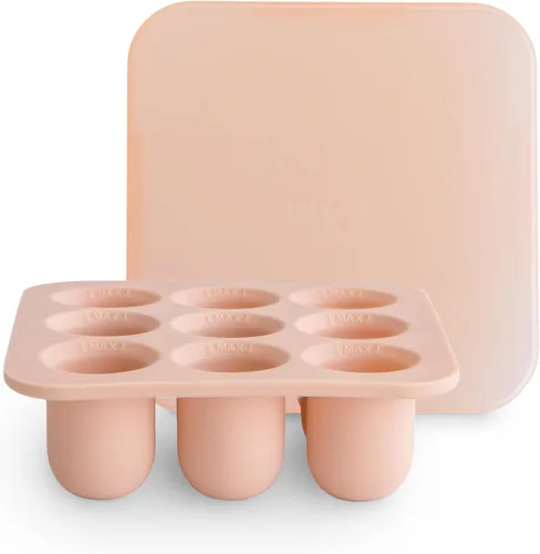 mushie Bandeja de congelador con tapa para alimentos frescos para bebés congelados, 9 tazas x 0.5 onzas, contenedor de almacenamiento sin BPA (rubor)