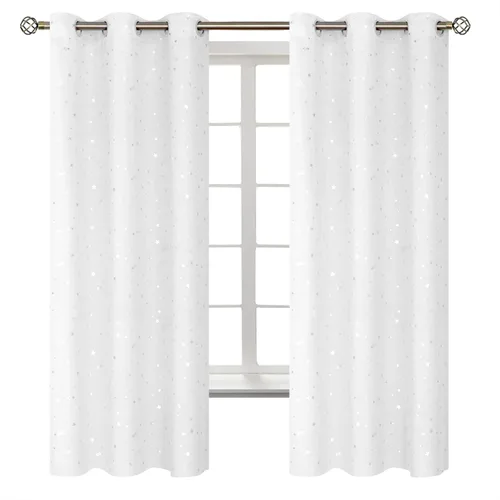 Miniatura 43 de BGment Cortinas opacas para dormitorio infantil, con aislamiento térmico, con ojales, estampado de estrellas plateadas, cortinas para oscurecer