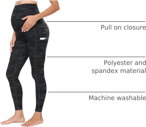 Miniatura 33 de WHOUARE Leggings de maternidad sobre el vientre con bolsillos para mujer, cintura alta, entrenamiento, pantalones de yoga