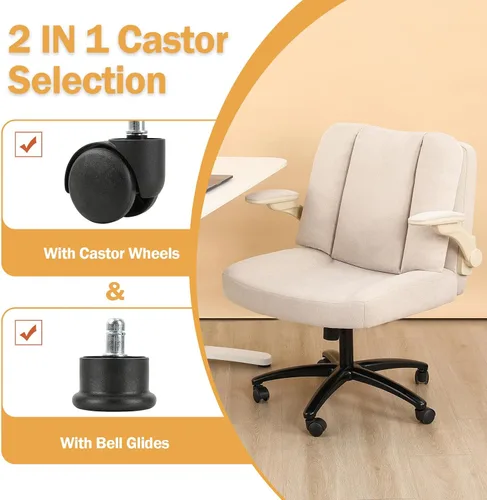 Miniatura 6 de Silla de escritorio extragrande, para sentarse con piernas cruzadas, con cojín de respaldo y reposabrazos ajustables, fabricada en tela, con ruedas