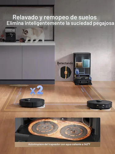 Miniatura 6 de DREAME X30 Ultra Robot Aspirador y Fregona Combo, Succión de 8300Pa, Fregona Extensible y Autolimpiante con Agua de 140°F, Fregona Removible