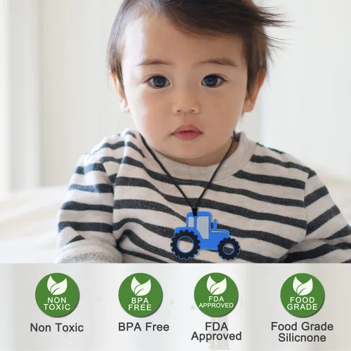 Miniatura 3 de KongNai - Collar masticable para niños sensoriales, 5 collares masticables para niños y niñas con autismo, TDAH, colgante de silicona masticable