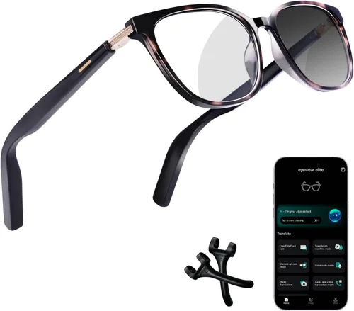 Miniatura 8 de Gafas inteligentes AI para hombres y mujeres – Alimentadas por ChatGPT, Traducción en tiempo real, Gafas Bluetooth con lente fotocromática, música