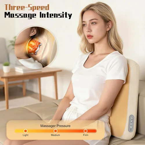 Miniatura 4 de Shiatsu - Masajeador de espalda con calor, masaje de rodamiento hacia arriba y hacia abajo, masajeador eléctrico de espalda para aliviar el dolor