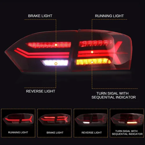 Miniatura 2 de VLAND Luces traseras LED para Jetta Sagitar 12-14 2011-2014 (no compatible con GLI y versión LED), montaje completo de lámpara trasera LED, rojo