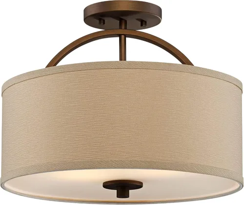 Possini Euro Design Halsted - Lámpara de techo moderna de mediados de siglo, montaje semiempotrado, bronce cepillado de 15 pulgadas de ancho,