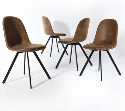 Homy Casa Juego de 4 sillas de comedor tapizadas giratorias, sillas laterales modernas de mediados de siglo con marco de metal para cocina, sala de