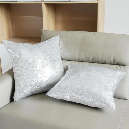 Miniatura 2 de Poise3EHome Fundas de almohada de lentejuelas de 18 x 18 pulgadas, fundas de almohada decorativas plateadas para sofá, cama, sala de estar, Navidad