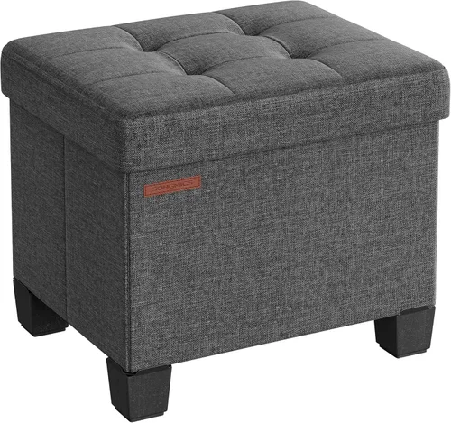 SONGMICS Otomana de almacenamiento, reposapiés otomano pequeño con patas, taburete de pie de 12.6 x 15.7 x 13.2 pulgadas, carga de hasta 660 libras,