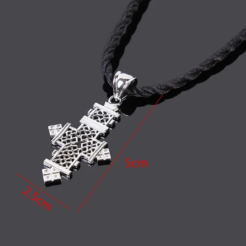 Miniatura 2 de Collar con colgante de cruz etíope cadena plateada joyería