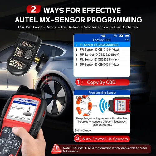 Miniatura 5 de Autel MaxiTPMS TS508WF TPMS herramienta de programación, 2026 WiFi Ver. de TS601 TS508 TS501 TS408, activar/volver a aprender sensores TPMS, sensor