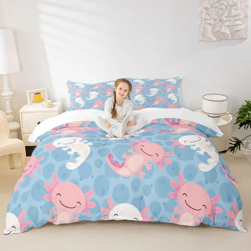 Miniatura 25 de Juego de funda de edredón para niños de dibujos animados, diseño de pingüinos de dibujos animados, lindo juego de ropa de cama de animales árticos