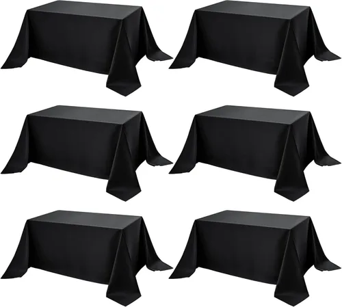 Miniatura 42 de Paquete de 6 manteles negros para mesas cuadradas, 54 x 54 pulgadas, tela de poliéster resistente a las manchas para mesas de 2 pies, manteles