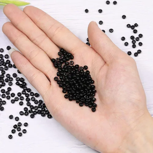 Miniatura 4 de Tamaño 6/0 - Cuentas de semillas de vidrio para manualidades de 0.157 in, cuentas negras para la fabricación de joyas