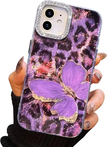 Miniatura 38 de I-MGAE-IN-AR Funda compacta para iPhone 11, diseño de mariposa, marco de protección de lente de cámara con diamante 3D, bonitas fundas protectoras