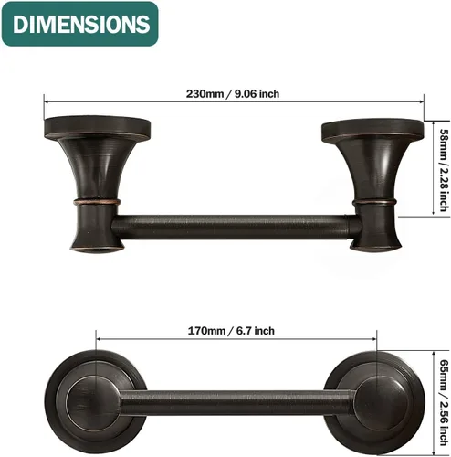 Miniatura 4 de Hoimpro Soporte de Papel Higiénico Montado en Pared Resistente a la Oxidación Accesorios de Baño para Rollo de Papel, Acabado de Bronce Aceitado