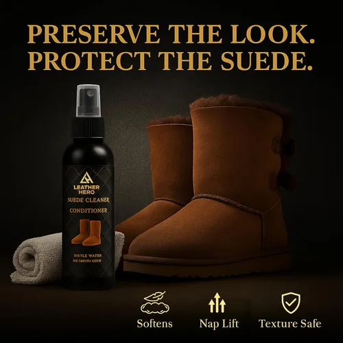 Miniatura 4 de Leather Hero Kit de limpieza de gamuza y piel de oveja, compatible con botas UGG, limpiador y acondicionador de espuma, protector de agua y manchas