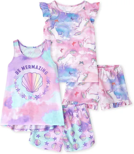 The Children's Place girls The Children's Place Girls Sleeveless Tank Top and Shorts 2 Piece Pajama Set