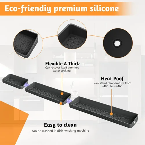 Miniatura 4 de Foeacry Estante magnético de silicona para estufa de 30/24/20 pulgadas para utensilios de cocina, suave, flexible, fuerte, magnético, resistente al