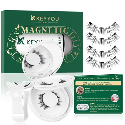 Miniatura 47 de Kit de extensión de pestañas DIY KEYYOU 300 piezas, kit de racimos de pestañas con removedor de pegamento y aplicador, fácil de usar