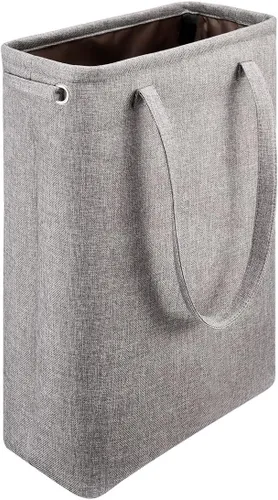 Miniatura 11 de Cesta de ropa sucia con asas beige y marrón, cesta de lavandería delgada plegable, cesta de ropa sucia estrecha, bolsa de lavandería plegable, cesto