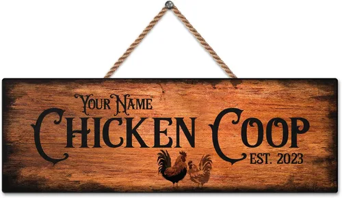 Miniatura 34 de Letrero de madera de gallinero personalizado para gallinero, diseño de granja esponjosa, varios tamaños, nombre personalizado, título y cita