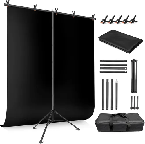 Miniatura 11 de Kit de soporte de telón de fondo para fotos de JEBUTU, fondo de fotos, telón de fondo blanco negro de 26.8x50 pulgadas con soporte de mesa