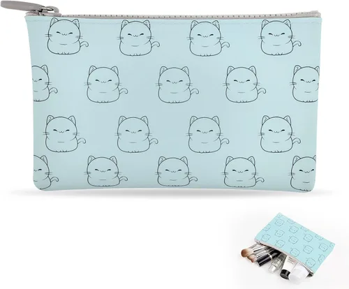 Manmihealth Bonita bolsa de maquillaje de silicona para gatos, bolsas de cosméticos para mujeres, soporte para brochas de maquillaje de viaje, bolsa