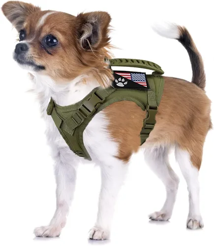 Miniatura 13 de Arnés táctico para perro, chaleco táctico para cachorros, con mango de goma, K9, ajustable y militar, chaleco para mascotas, arnés