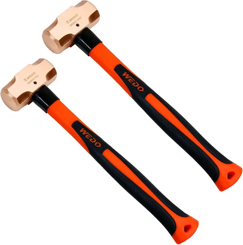 Miniatura 18 de WEDO Juego de martillo de trineo de cobre de 3 piezas, 3 lb+4 lb+5 libras, mango de fibra de vidrio, forja, resistente a la corrosión, estándar DIN