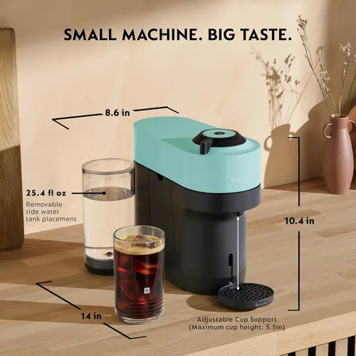 Miniatura 8 de Nespresso Vertuo Pop+ Cafetera para café y espresso de Breville con espumador de leche, Aqua Mint