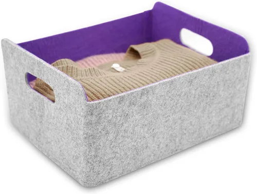 Miniatura 4 de Welaxy Cestas de almacenamiento plegables de fieltro, cubos de almacenamiento para estantes, caja de fieltro para niños, juguetes, revistas, libros