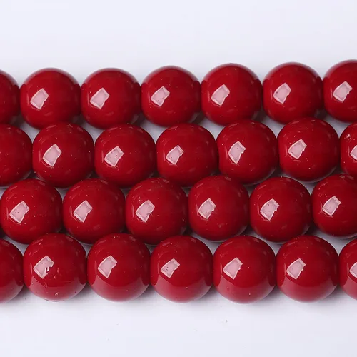 Miniatura 35 de 36 cuentas de calcedonia de jade rojo natural de 25/64 pulgadas (0.394 in), redondas sueltas, piedras preciosas energéticas curativas, para hacer