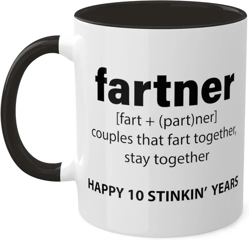Taza de 10 aniversario, regalos de boda de 10 aniversario para marido, regalos de boda de aniversario de 10 años para esposa, 10 años de matrimonio,