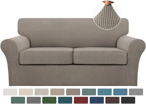Miniatura 57 de Turquoize 2 fundas para sillas de sala de estar, funda de sofá con fundas de cojín individuales, funda de muebles para sillas (silla, beige biscotti)